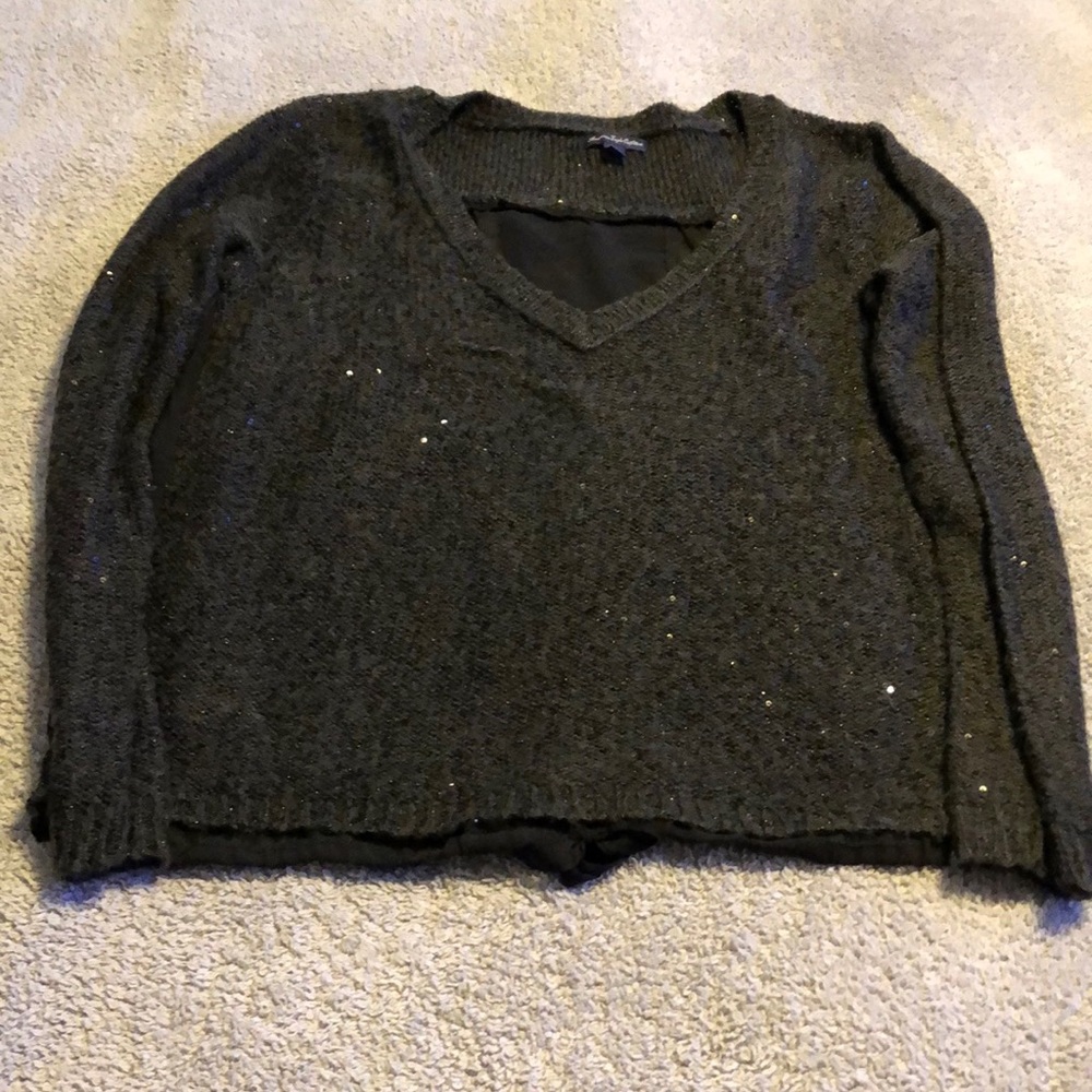 American Eagle black sequin sparkle sweater L